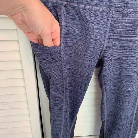 Athleta Jacquard Mesh Capri Leggings S Periwinkle High Rise 22” Crop Gym Yoga - Picture 3 of 16